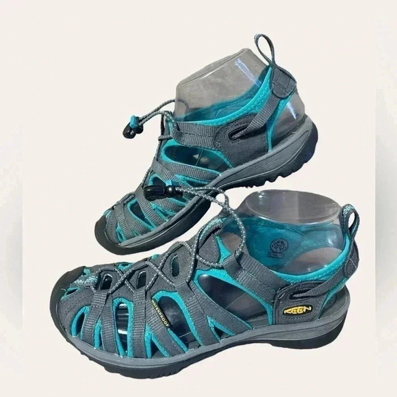 Keen Whisper Sandal Teal Black Waterproof Elastic Strap Women’s Size 6 - Picture 1 of 13